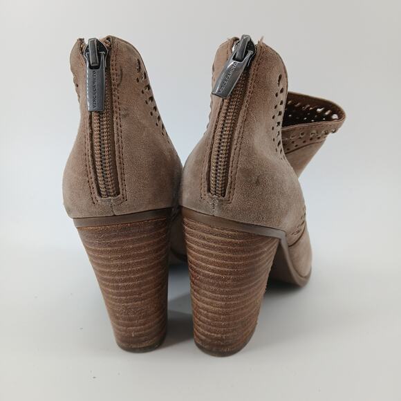 Vince Camuto French Taupe True Suede Split Shaft Ankle Bootie Womens 7 Neutral - Picture 6 of 9